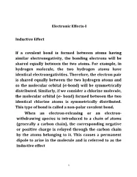 Electronic Effects-I Inductive Effect If a Covalent Bond Is Formed Between