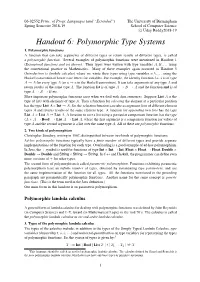 Polymorphic Type Systems 1