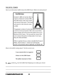 The Eiffel T E Erected in and Named After Its Engineer, Alexandre