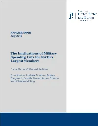 The Implications of Military Spending Cuts for NATO's Largest Members