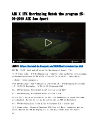 AIK X IFK Norrköping Watch the Program 25- 06-2019 AIK See Sport