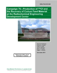 Campaign 76—Production of 252Cf and the Recovery of Curium Feed Material at the Radiochemical Engineering Development Center