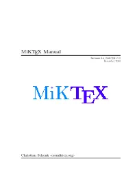Miktex Manual Revision 2.0 (Miktex 2.0) December 2000