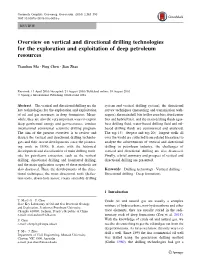 Overview on Vertical and Directional Drilling Technologies for the Exploration and Exploitation of Deep Petroleum Resources