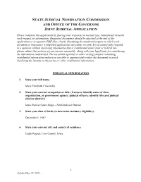 State Judicial Nomination Commission And