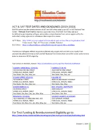 Act & Sat Test Dates and Deadlines (2019