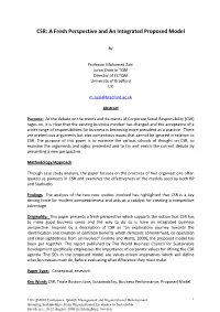 CSR: a Fresh Perspective and an Integrated Proposed Model