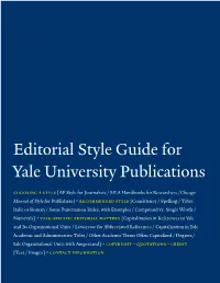 Editorial Style Guide for Yale University Publications