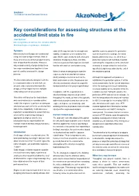 Key Considerations for Assessing Structures at the Accidental Limit State in Fire Leon Sullivan Bsc Ceng Mistructe Mifiree S.E