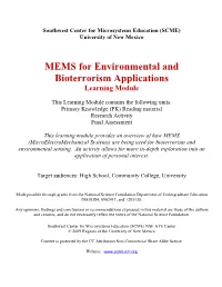 MEMS for Environmental and Bioterrorism Applications Learning Module