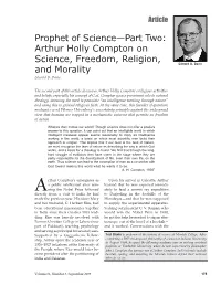 Prophet of Science—Part Two: Arthur Holly Compton on Science, Freedom, Religion, Edward B