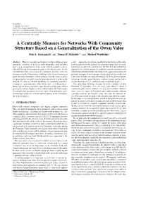 A Centrality Measure for Networks with Community Structure Based on a Generalization of the Owen Value