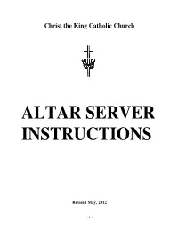 Altar Server Instructions Booklet