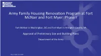 Army Family Housing Renovation Program at Forts Mcnair and Myer