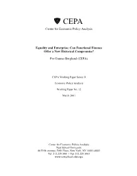 Center for Economic Policy Analysis Equality and Enterprise: Can