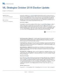 ML Strategies October 2018 Election Update | ML Strategies