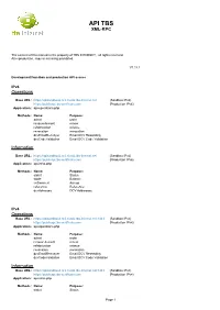 TBS Internet API Reference Documentaiton