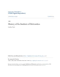 History of the Institute of Meteoritics G