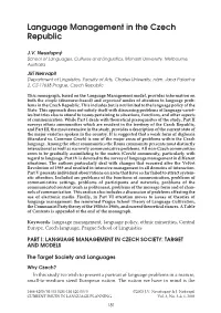 Language Management in the Czech Republic1