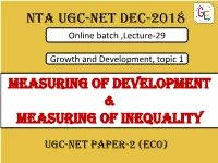 Measuring of Development & Measuring of Inequality Nta UGC