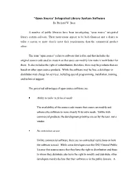 “Open Source' Integrated Library System Software
