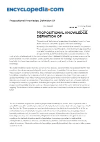 Propositional Knowledge, Definition Of