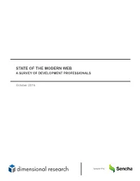State of the Modern Web a Survey of Development Professionals