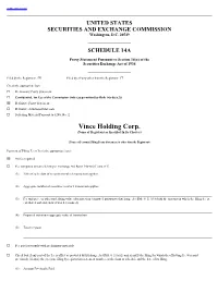 Vince Holding Corp. (Name of Registrant As Specified in Its Charter)