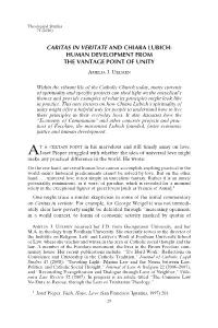 Caritas in Veritate and Chiara Lubich: Human Development from the Vantage Point of Unity