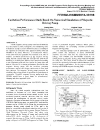 Cavitation Performance Study Based on Numerical Simulation of The