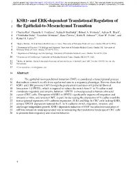 KSR1- and ERK-Dependent Translational Regulation of 2 the Epithelial-To-Mesenchymal Transition