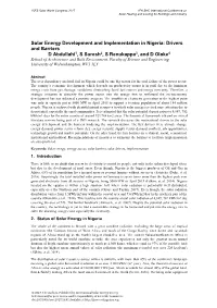 Solar Energy Development and Implementation in Nigeria: Drivers