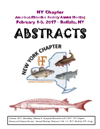 Sturgeon Research in NY 2017. NY Chapter, American Fisheries Society