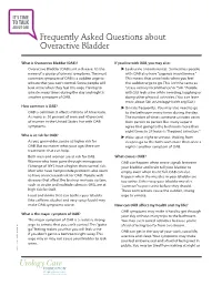 Frequently Asked Questions About Overactive Bladder