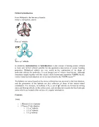 Orbital Hybridisation from Wikipedia, the Free Encyclopedia Jump To