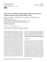 Traces of the Crustal Units and the Upper-Mantle Structure in the Southwestern Part of the East European Craton
