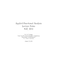 Applied Functional Analysis Lecture Notes Fall, 2010