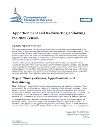 Apportionment and Redistricting Following the 2020 Census