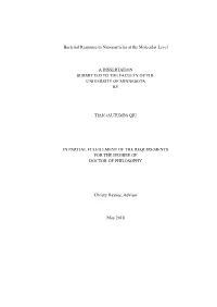 Bacterial Response to Nanoparticles at the Molecular Level a DISSERTATION SUBMITTED to the FACULTY of the UNIVERSITY of MINNESOT