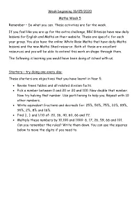 Do What You Can. These Activities Are for the Week. If You Feel Like Y