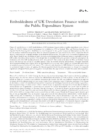 Embeddedness of UK Devolution Finance Within the Public Expenditure System