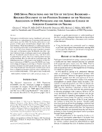 EMS Spinal Precautions and the Use of the Long Backboard