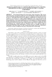 Erosional Response to Northward-Propagating Crustal Thickening in the Coastal Ranges of the U.S
