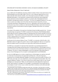 Faith and Unity in the World Methodist Council: an Issue of Ecumenical Integrity