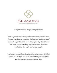 Thank You for Considering Seasons Event & Conference Center