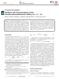 A[Mof6](A =Li–Cs) Riane E