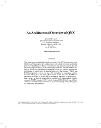 An Architectural Overview of QNX®