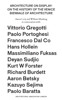 Architecture on Display: on the History of the Venice Biennale of Architecture