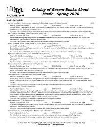 Catalog of Recent Books About Music - Spring 2020