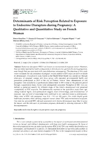 Determinants of Risk Perception Related to Exposure to Endocrine Disruptors During Pregnancy: a Qualitative and Quantitative Study on French Women